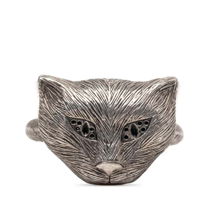 Gucci Sterling Silver Garden Cat Head Ring Silver Silver Very good condition - Front View