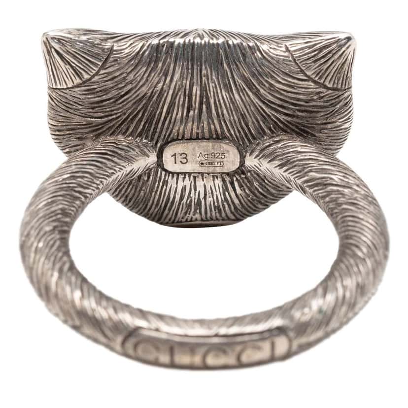 Gucci Sterling Silver Garden Cat Head Ring Silver Silver Very good condition - Model View