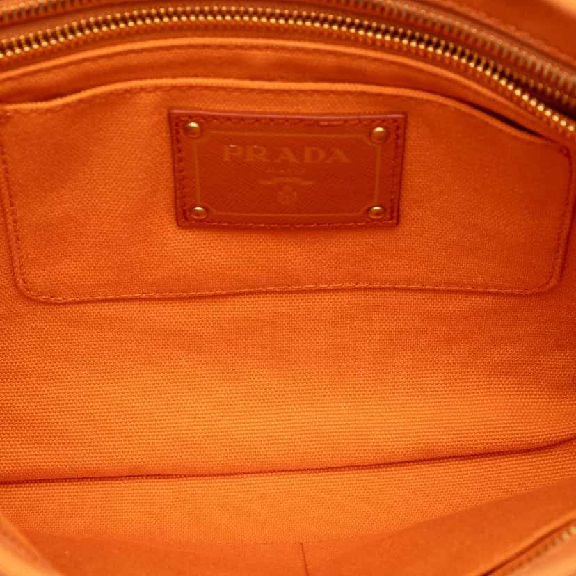 Prada Canvas Canapa Bijoux Clutch Orange Canvas Very good condition - Model View