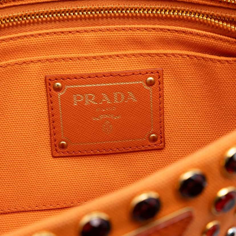 Prada Canvas Canapa Bijoux Clutch Orange Canvas Very good condition - Box View