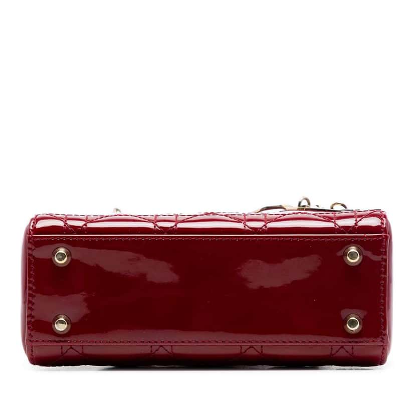 Dior Mini Patent Cannage Lady Dior Red Leather Very good condition - Inside View