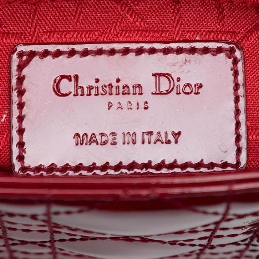 Dior Mini Patent Cannage Lady Dior Red Leather Very good condition - Box View