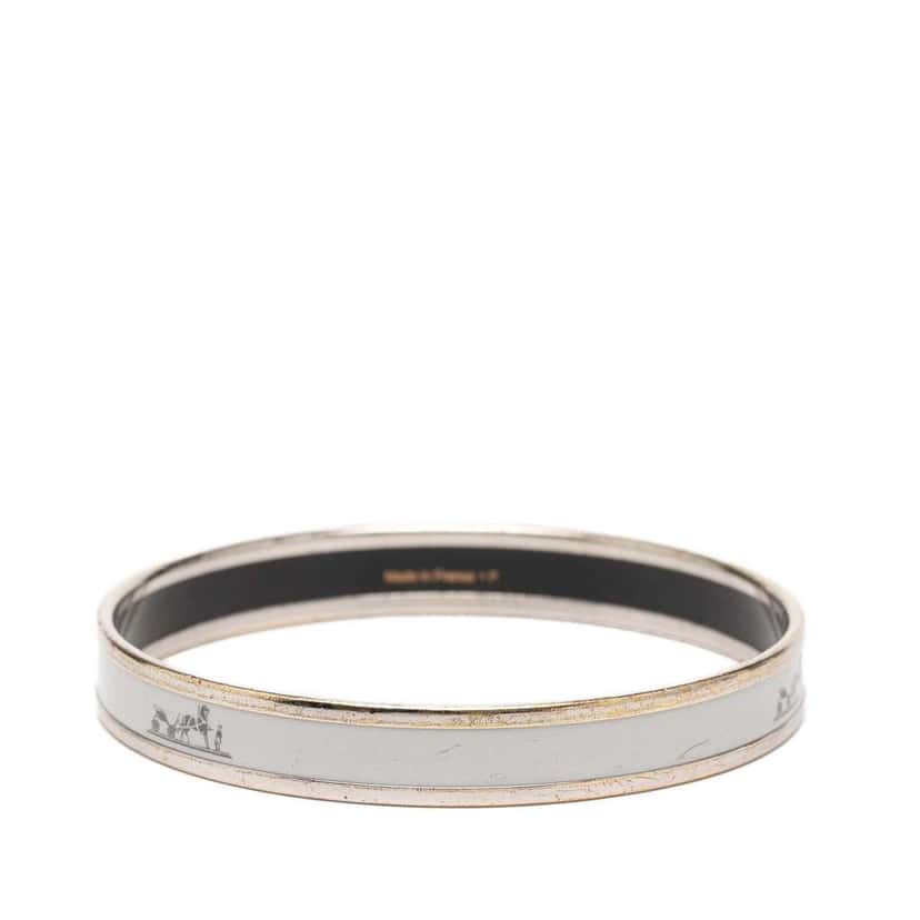 Hermès Narrow Caleche Enamel Bangle 70 White Very good condition - Inside View