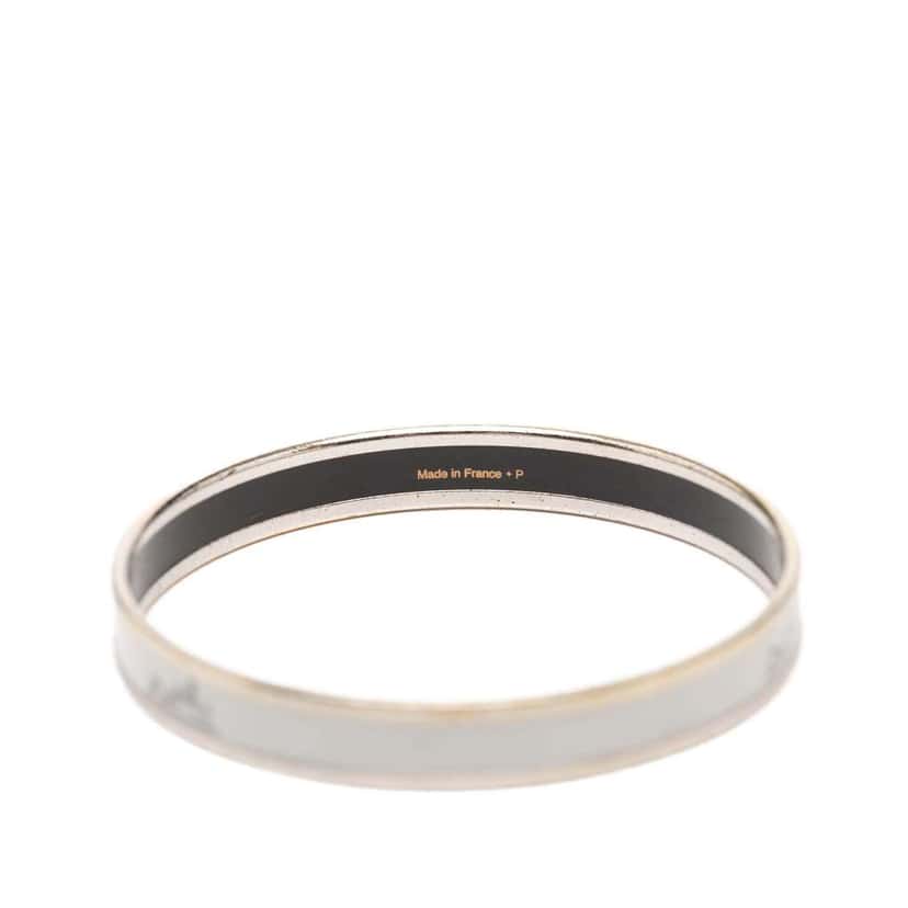 Hermès Narrow Caleche Enamel Bangle 70 White Very good condition - Model View