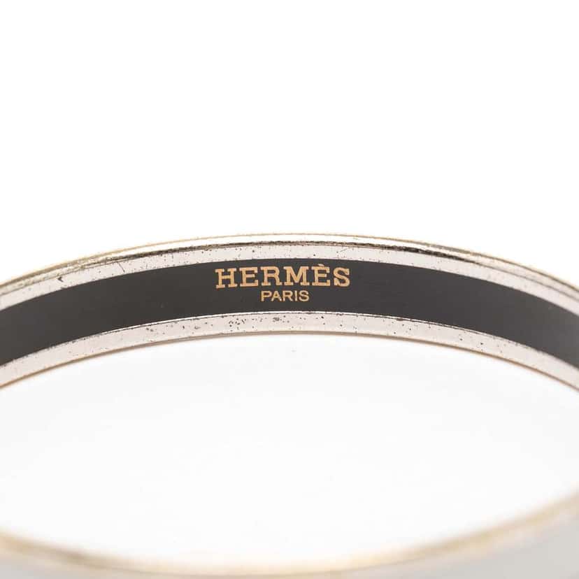 Hermès Narrow Caleche Enamel Bangle 70 White Very good condition - Box View