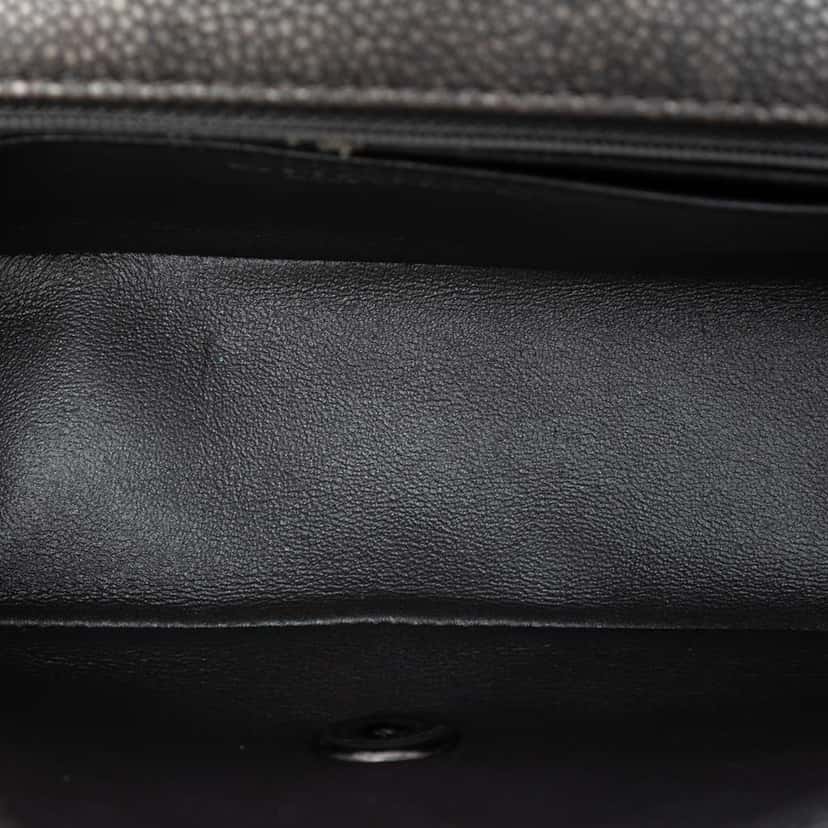 Chanel Mini Rectangular Classic Metallic Caviar Single Flap Grey Leather Very good condition - Model View