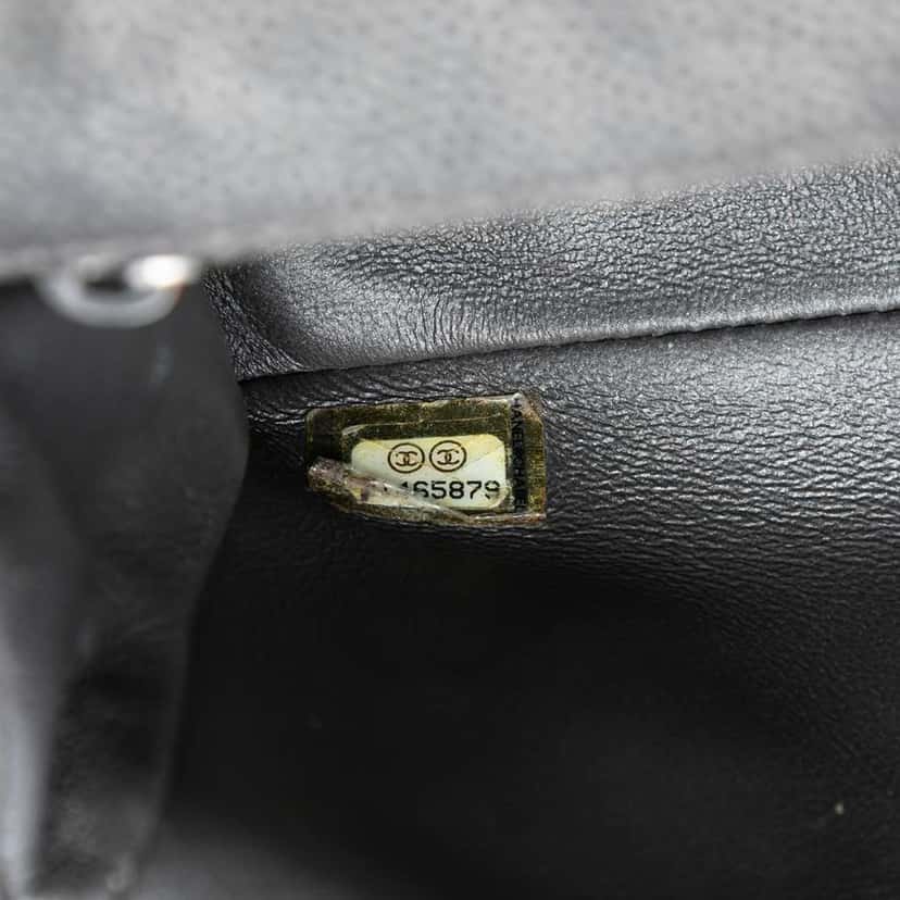 Chanel Mini Rectangular Classic Metallic Caviar Single Flap Grey Leather Very good condition - Box View