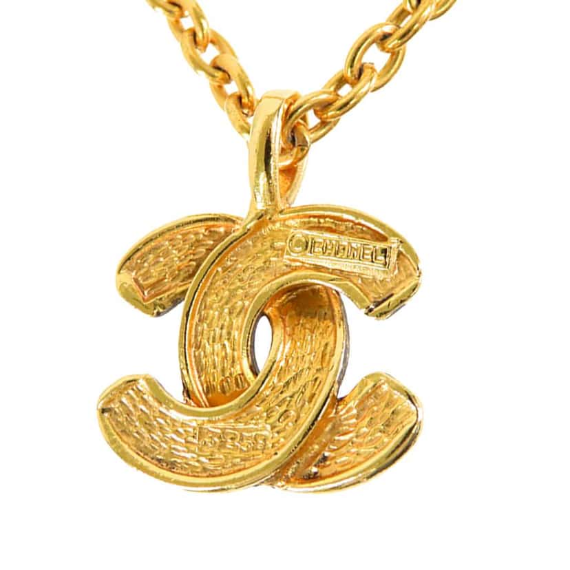 Chanel CC Quilted Gold Plated Pendant Necklace Gold Metal Very good condition - Inside View