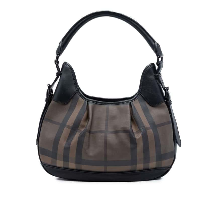 Burberry Smoked Check Coated Canvas Brooklyn Hobo Brown Canvas Very good condition - Front View