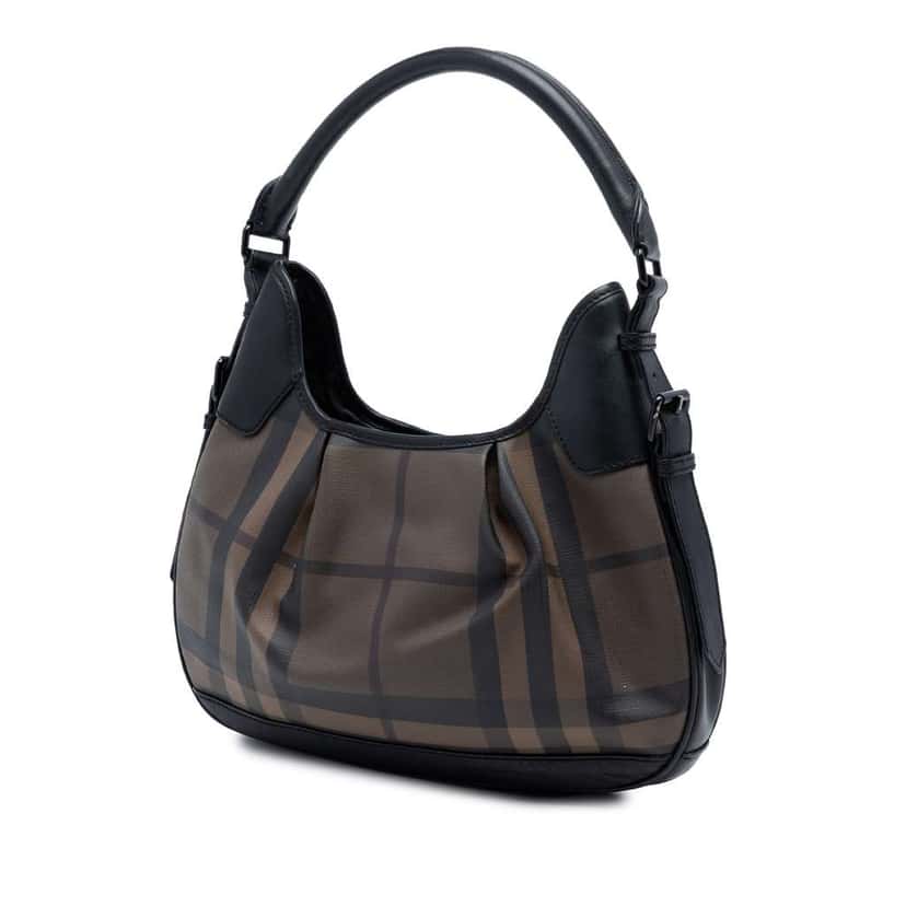 Burberry Smoked Check Coated Canvas Brooklyn Hobo Brown Canvas Very good condition - Back View