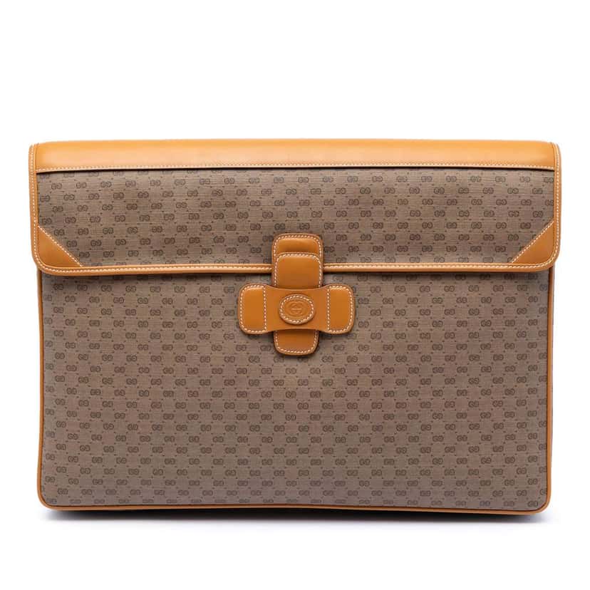 Gucci Micro GG Supreme Portfolio Case Beige Canvas Very good condition - Front View