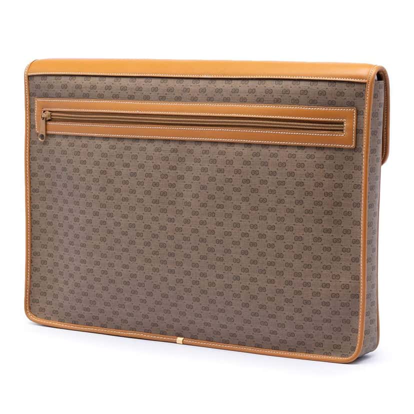 Gucci Micro GG Supreme Portfolio Case Beige Canvas Very good condition - Back View