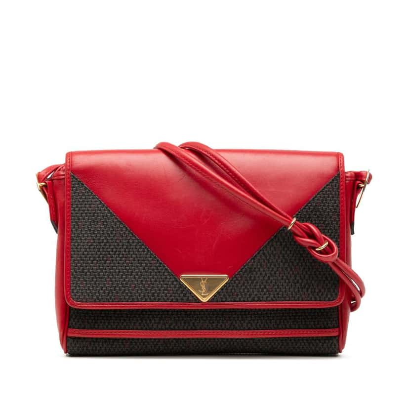 Saint Laurent Coated Canvas Envelope Crossbody Grey Canvas Very good condition - Front View