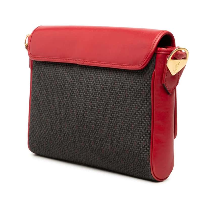 Saint Laurent Coated Canvas Envelope Crossbody Grey Canvas Very good condition - Back View