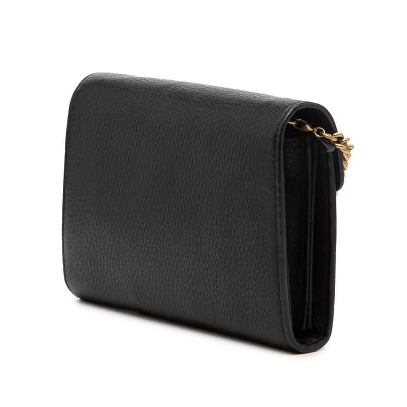 Gucci GG Marmont Leather Wallet on Chain Black Leather Very good condition - Back View