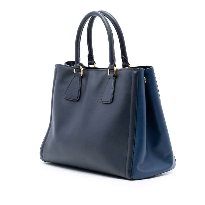 Prada Medium Bicolor Saffiano Lux Galleria Satche Blue Leather Very good condition - Back View