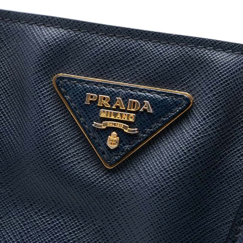 Prada Medium Bicolor Saffiano Lux Galleria Satche Blue Leather Very good condition - Box View