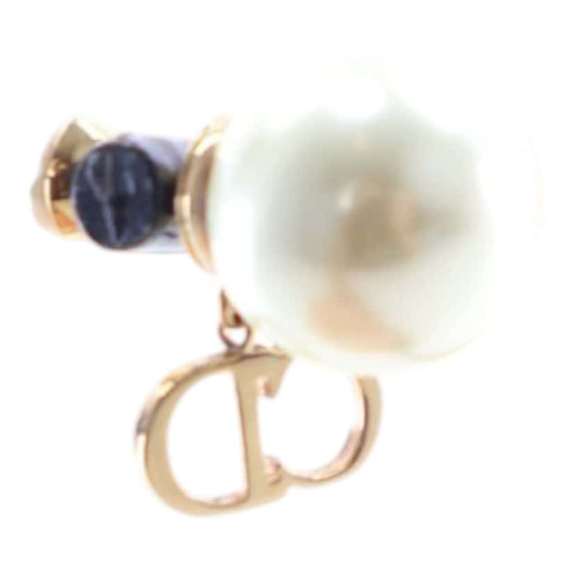 Dior Gold Plated Faux Pearl Logo and Star Tribales Drop Push Back Earrings Gold Metal Very good condition - Box View