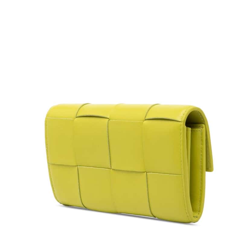Bottega Veneta Nappa Maxi Intrecciato Long Wallet Yellow Leather Very good condition - Back View