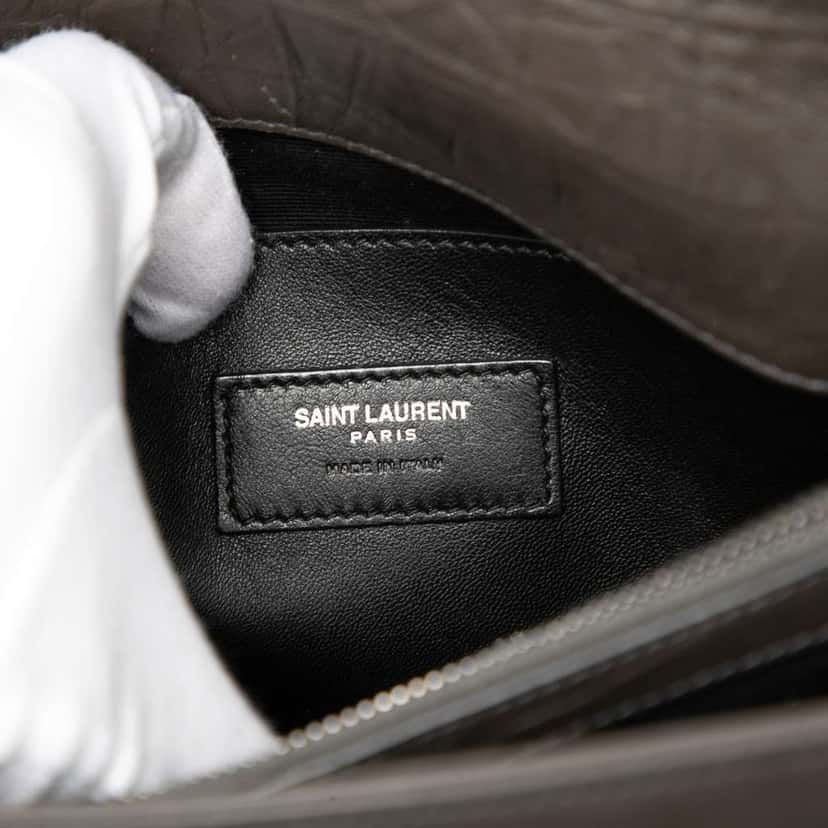 Saint Laurent Medium Croc Embossed Calfskin Monogram West Hollywood Crossbody Grey Leather Very good condition - Box View