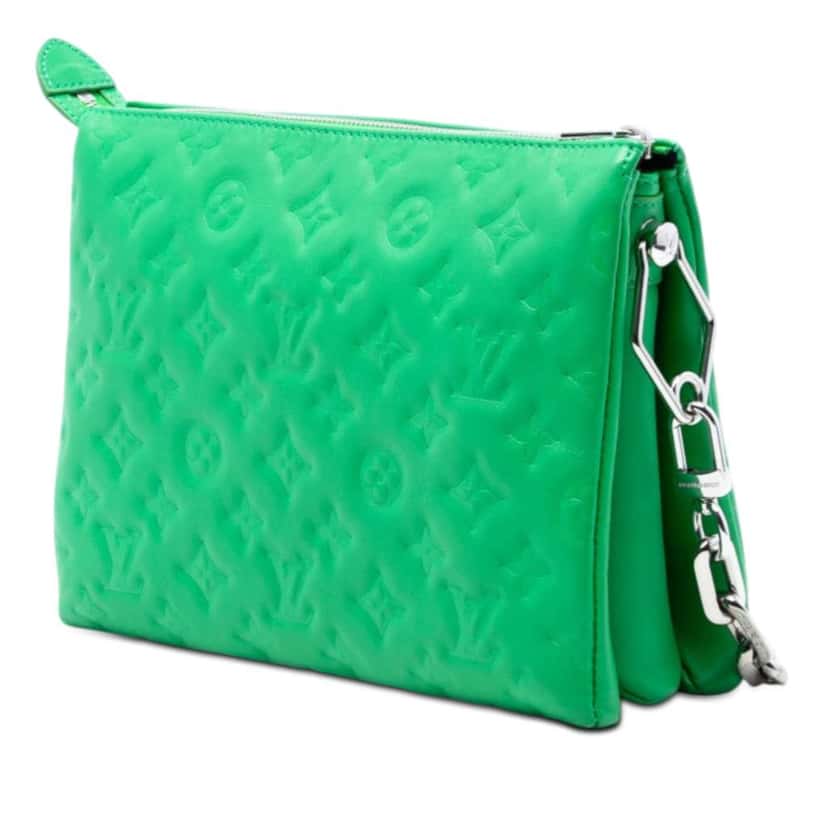 Louis Vuitton Monogram Embossed Puffy Lambskin Coussin PM Green Leather Very good condition - Back View