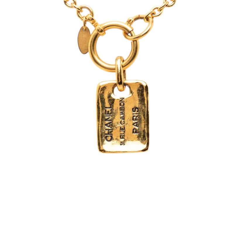 Chanel Gold Plated 31 Rue Cambon Plaque Pendant Necklace Gold Metal Very good condition - Front View