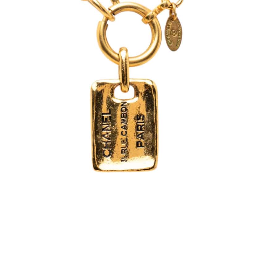 Chanel Gold Plated 31 Rue Cambon Plaque Pendant Necklace Gold Metal Very good condition - Back View