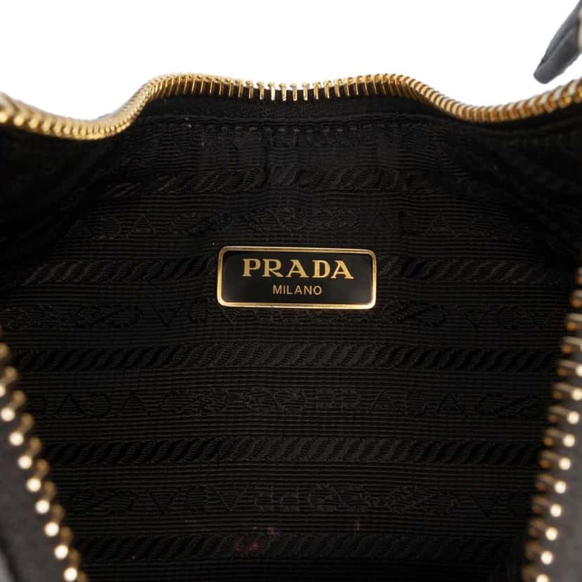 Prada Mini Saffiano Re Edition Shoulder Bag Black Leather Very good condition - Box View