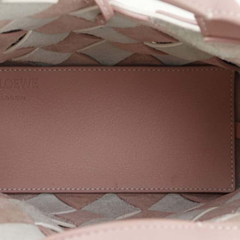 Loewe Mini Woven Calfskin Gingham Surplus Basket Bag Pink Leather Very good condition - Model View