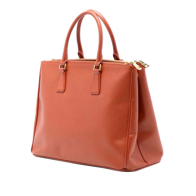 Prada Large Saffiano Lux Galleria Double Zip Satchel Orange Leather Very good condition - Back View