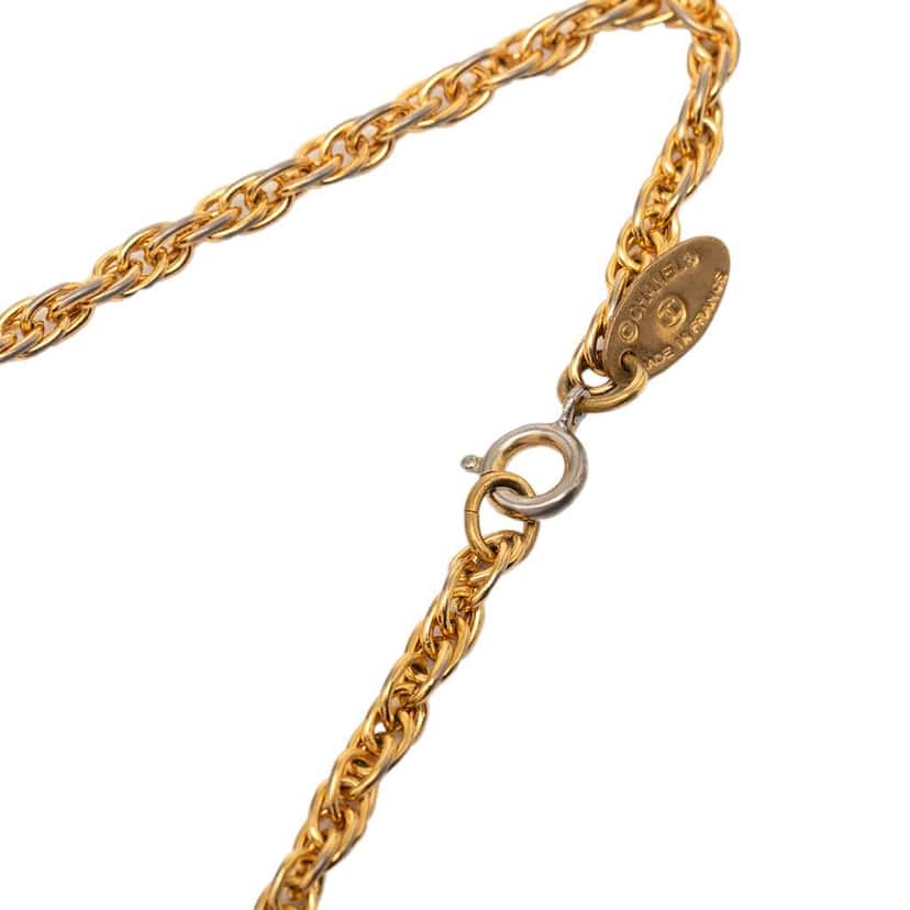 Chanel CC Gold Plated Strass Pendant Necklace Gold Metal Very good condition - Inside View