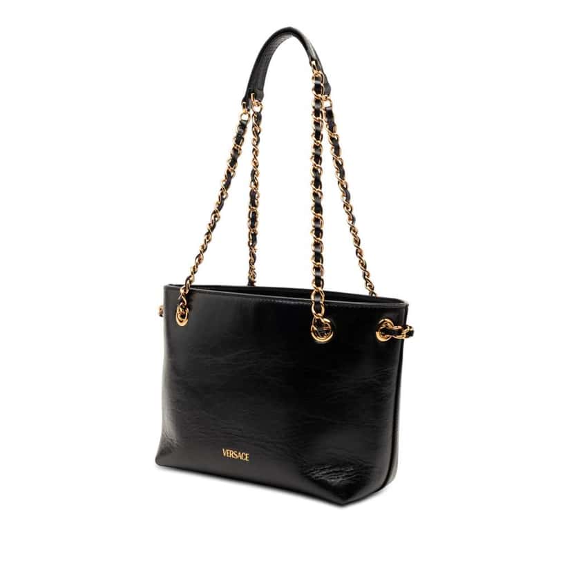 Versace Leather La Medusa Shoulder Bag Black Leather Very good condition - Back View
