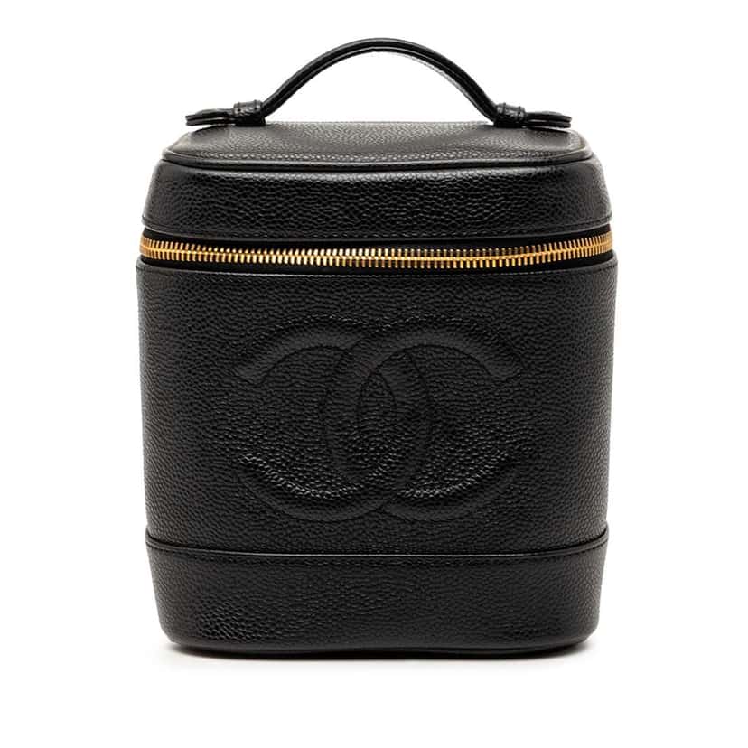 Chanel CC Caviar Vanity Bag Black Leather Very good condition - Front View