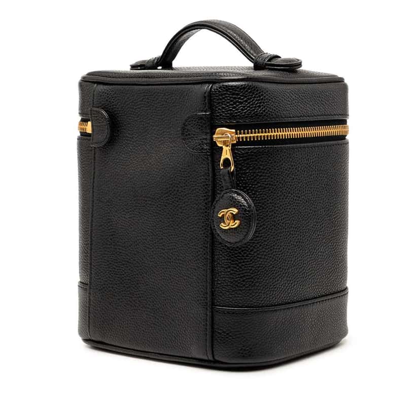 Chanel CC Caviar Vanity Bag Black Leather Very good condition - Back View