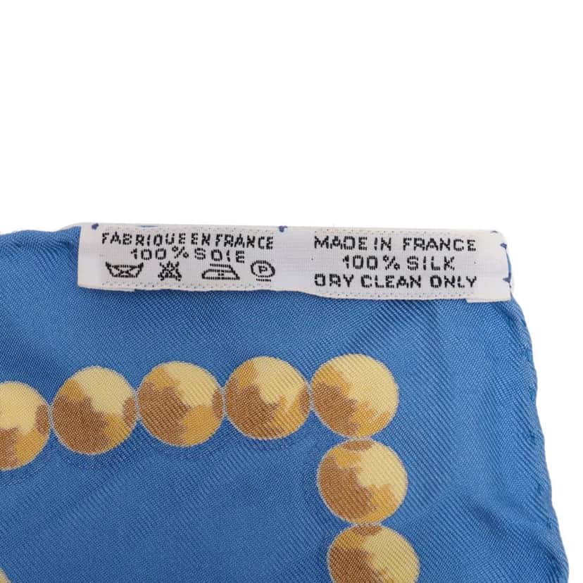 Hermès Cuillers D Afrique Silk Scarf 90 Blue Silk Very good condition - Inside View