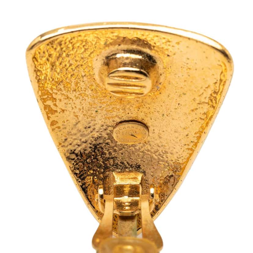 Chanel CC Gold Plated Triangular Clip On Earrings Gold Metal Very good condition - Inside View