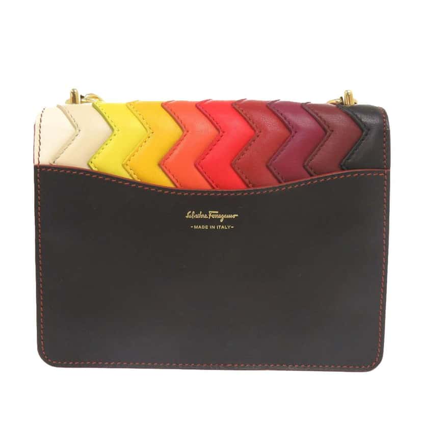 Salvatore Ferragamo Sara Battaglia Mini Leather Zigzag Gancini Crossbody Red Leather Very good condition - Back View