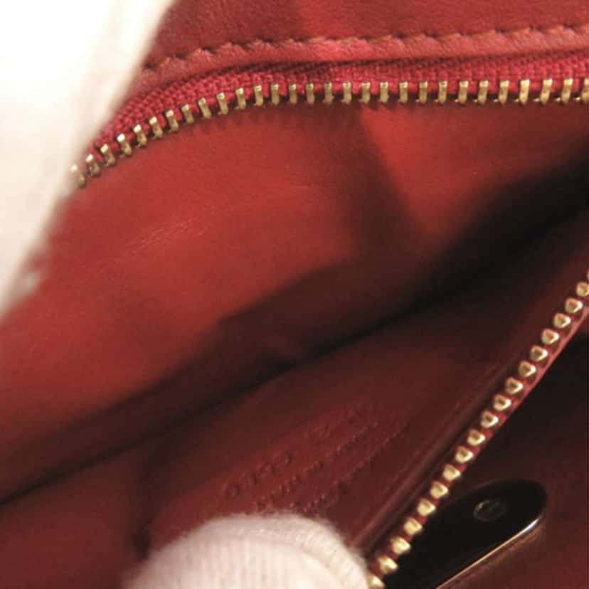 Salvatore Ferragamo Sara Battaglia Mini Leather Zigzag Gancini Crossbody Red Leather Very good condition - Inside View