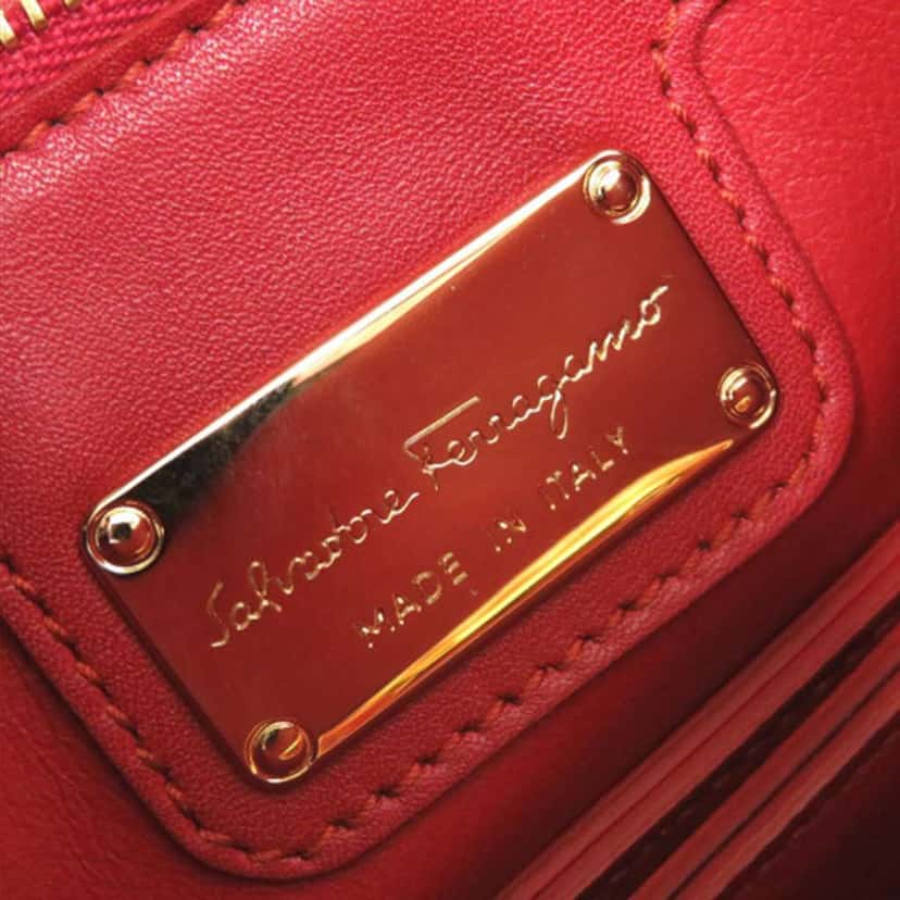 Salvatore Ferragamo Sara Battaglia Mini Leather Zigzag Gancini Crossbody Red Leather Very good condition - Model View