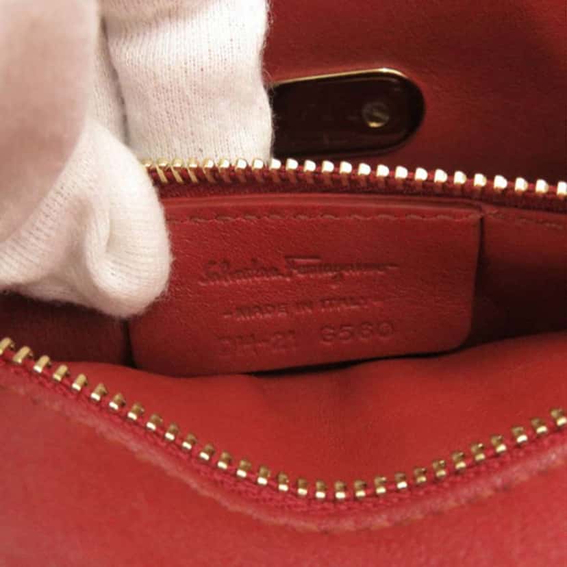 Salvatore Ferragamo Sara Battaglia Mini Leather Zigzag Gancini Crossbody Red Leather Very good condition - Box View