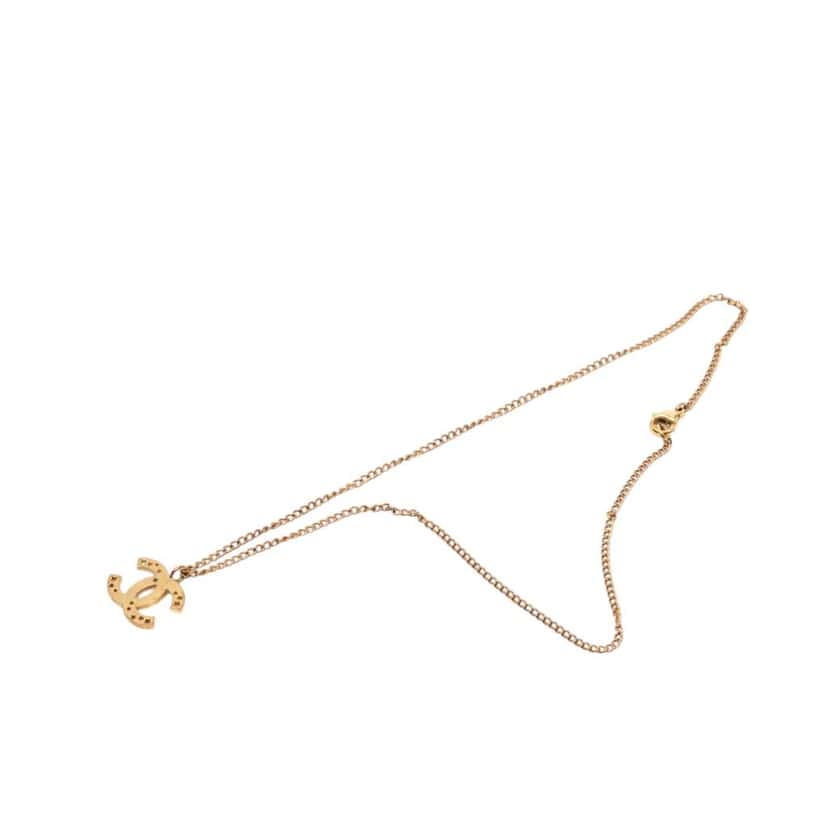 Chanel Gold Plated CC Star Pendant Necklace Gold Metal Very good condition - Front View