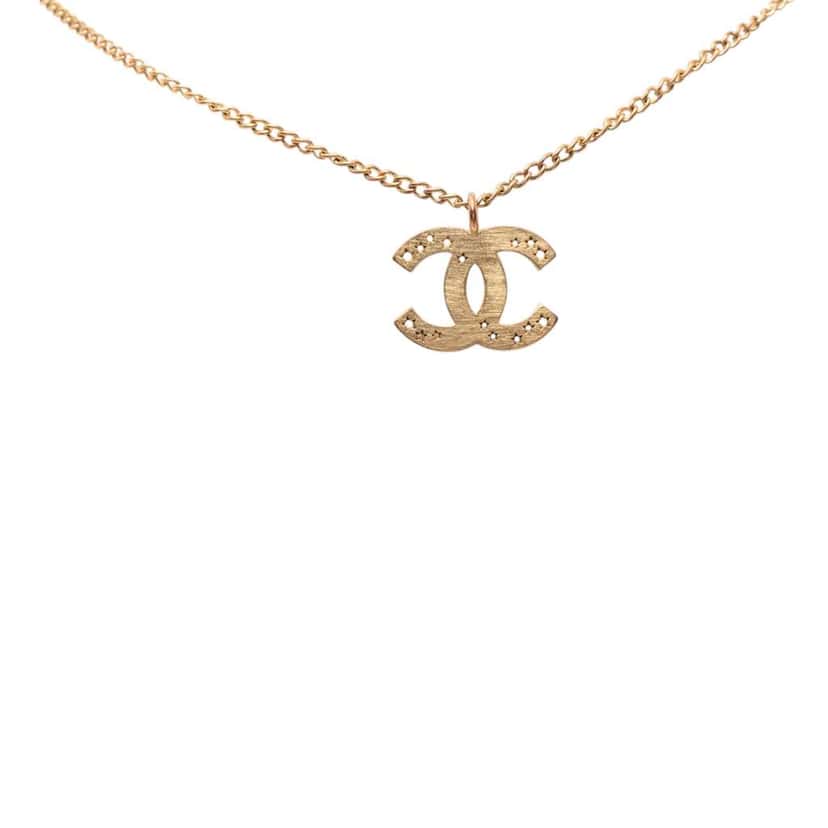 Chanel Gold Plated CC Star Pendant Necklace Gold Metal Very good condition - Back View