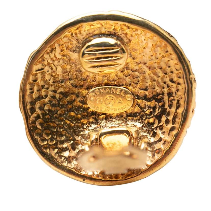 Chanel CC Gold Plated Round Clip On Earrings Gold Metal Very good condition - Inside View