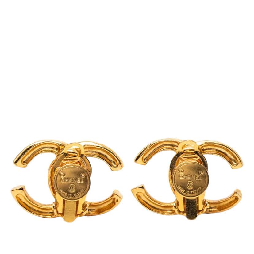 Chanel Gold Plated CC Clip On Earrings Gold Metal Very good condition - Back View
