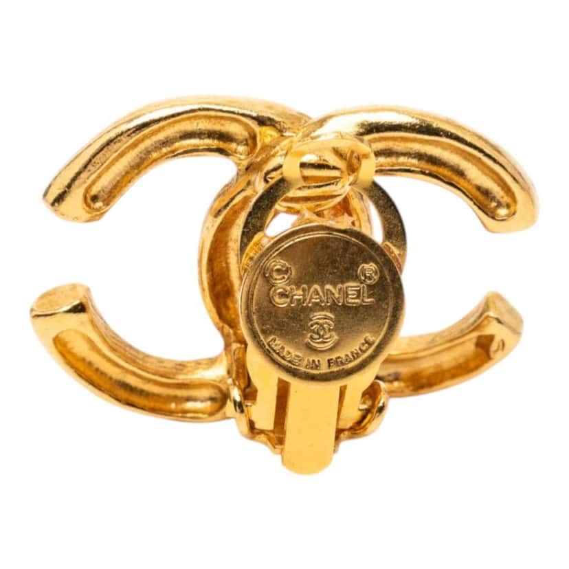 Chanel Gold Plated CC Clip On Earrings Gold Metal Very good condition - Inside View