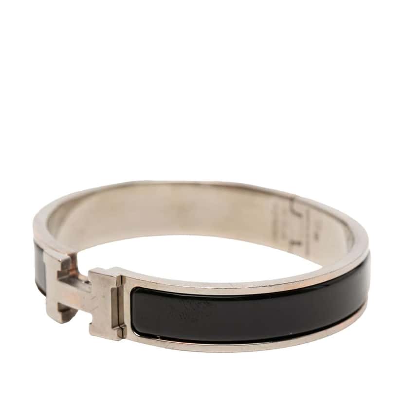 Hermès Narrow Enamel Clic H Bracelet PM Black Very good condition - Back View
