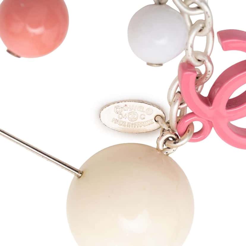 Chanel Silver Plated Resin CC Charm Pin Brooch Silver Metal Very good condition - Inside View