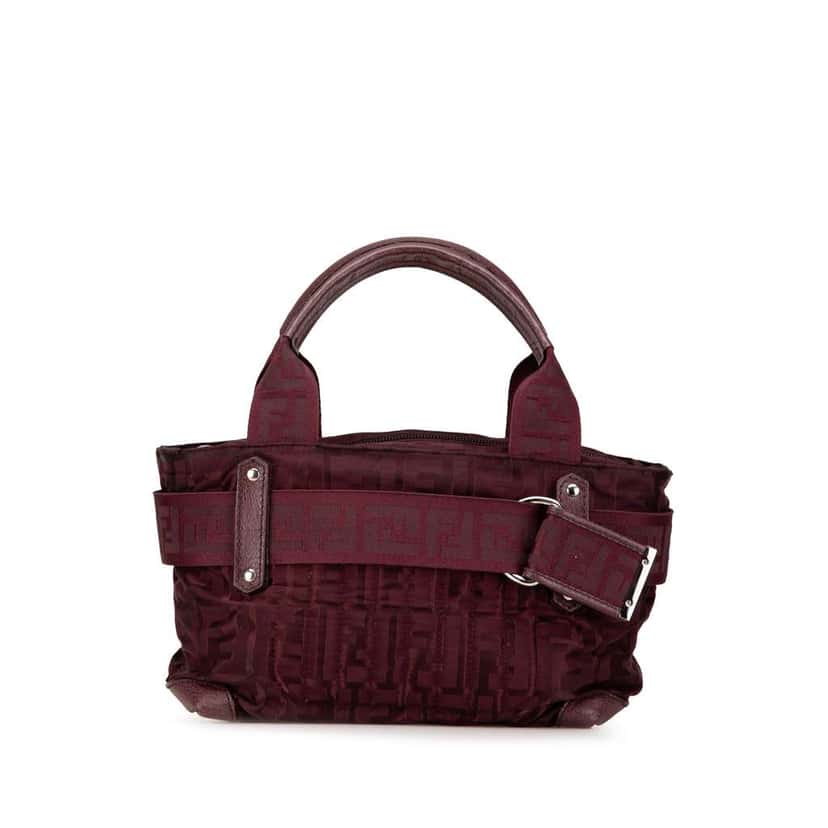 Fendi Zucca Nylon Zip Code Handbag Red Good condition - Front View
