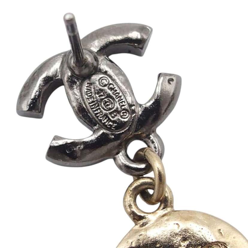 Chanel CC Silver and Gold Plated Crystal Moon and Star Drop Earrings Silver Metal Very good condition - Box View
