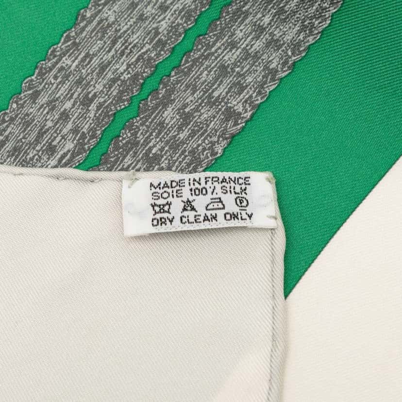 Hermès Brides De Gala Brode Main Silk Scarf 90 Green Silk Very good condition - Inside View
